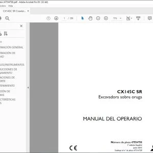 Case CX145C SR Excavadora sobre oruga Manual del Operário 47554758 - PDF DOWNLOAD