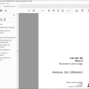 Case CX145C SR Nivel 4 Excavadora sobre orugas Manual del operario 47426576 - PDF DOWNLOAD