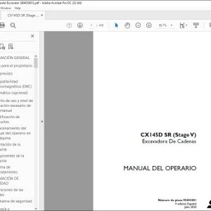 Case CX145D SR (Stage V) Excavadora De Cadenas Manual del operario 90403801 - PDF DOWNLOAD