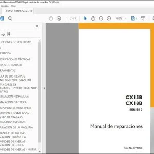 Case CX15B CX18B SERIES 2 Excavadora Manual de reparaciones 87743568 - PDF DOWNLOAD