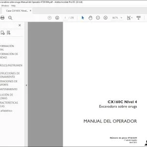 Case CX160C Nivel 4 Excavadora sobre oruga Manual del Operador 47361644 - PDF DOWNLOAD