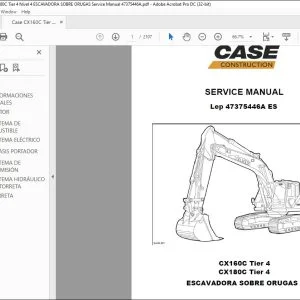 Case CX160C Tier 4 CX180C Tier 4 Nivel 4 ESCAVADORA SOBRE ORUGAS Service Manual 47375446A - PDF DOWNLOAD