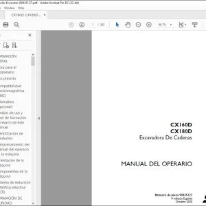 Case CX160D CX180D Excavadora De Cadenas Manual Del Operario 90435127 - PDF DOWNLOAD