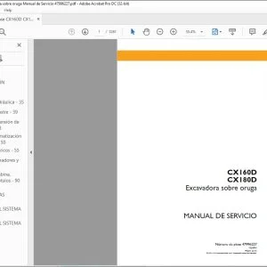 Case CX160D CX180D Excavadora sobre oruga Manual de Servicio 47996227 - PDF DOWNLOAD