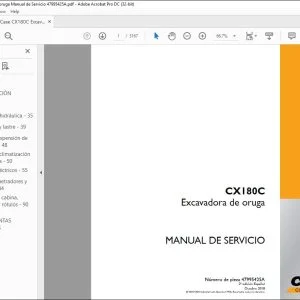 Case CX180C Excavadora de oruga Manual de Servicio 47995425A - PDF DOWNLOAD