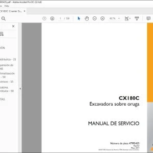 Case CX180C Excavadora sobre oruga Manual De Servicio 47995425 - PDF DOWNLOAD