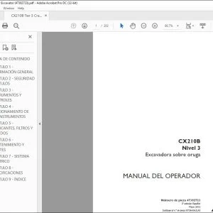 Case CX210B Nivel 3 Excavadora sobre oruga Manual Del Operador 47382723 - PDF DOWNLOAD