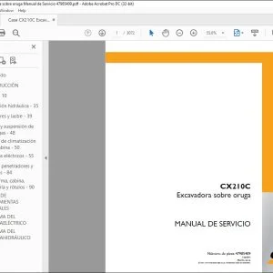 Case CX210C Excavadora sobre oruga Manual de Servicio 47985409 - PDF DOWNLOAD