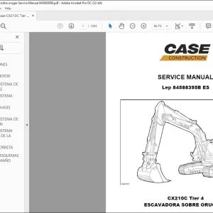 Case CX210C Tier 4 Excavadora sobre orugas Service Manual 84588395B - PDF DOWNLOAD
