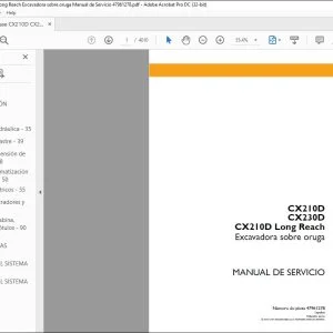 Case CX210D CX230D CX210D Long Reach Excavadora sobre oruga Manual de Servicio 47961278 - PDF DOWNLOAD