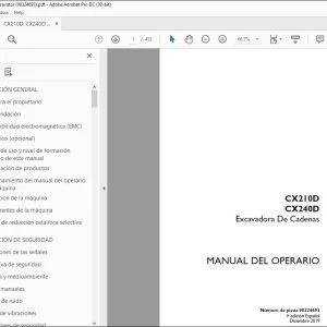 Case CX210D CX240D Excavadora De Cadenas Manual del Operario 90324693 - PDF DOWNLOAD