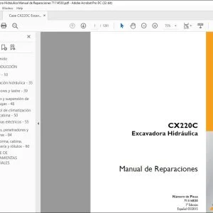 Case CX220C Excavadora Hidráulica Manual de Reparaciones 71114530 - PDF DOWNLOAD