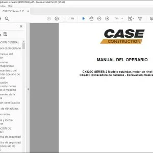 Case CX220C Series 2 CX240C Excavadora Hidraulica Manual del Operario 47916782A - PDF DOWNLOAD