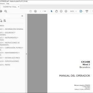 Case CX240B Nivel 3 Excavadora Manual del Operador 47386292 - PDF DOWNLOAD