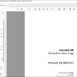 Case CX245D SR Excavadora sobre oruga Manual de Servicio 51429494 - PDF DOWNLOAD