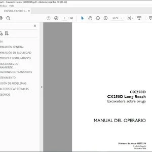 Case CX250D CX250D Long Reach Excavadora sobre oruga Manual del Operario 48085296 - PDF DOWNLOAD