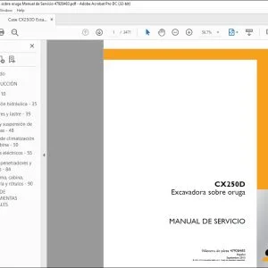 Case CX250D Excavadora sobre oruga Manual de Servicio 47928483 - PDF DOWNLOAD