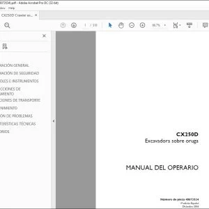 Case CX250D Excavadora sobre oruga Manual del Operario 48073534 - PDF DOWNLOAD
