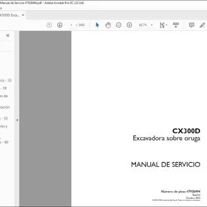 Case CX300D Excavadora Sobre Oruga Manual De Servicio 47928494 Manual PDF Download