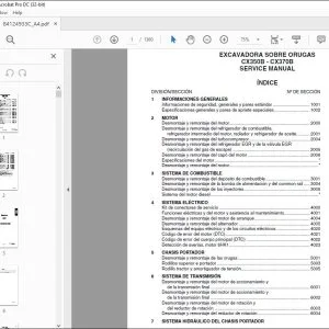 Case CX350B - CX370B Excavadora sobre orugas Service Manual SM350B370BTOC-2ES - PDF DOWNLOAD