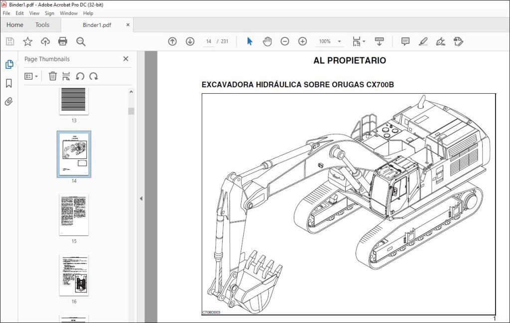 Case CX700B Excavadora Sobre Orugas Manual Del Operador 84330670 - PDF ...