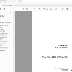 Case CX75C SR Midi Excavadora Manual del operario 47914687 - PDF DOWNLOAD