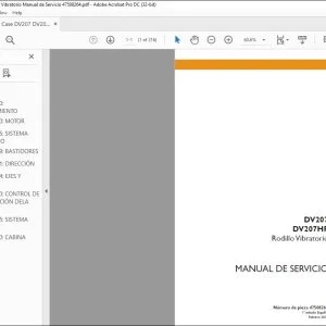 Case DV207 DV207HF Rodillo Vibratorio Manual de Servicio 47508264 - PDF DOWNLOAD
