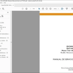 Case DV209C DV210C Motor Tier 4A Rodillo Vibratorio Manual de Servicio 47772912 - PDF DOWNLOAD