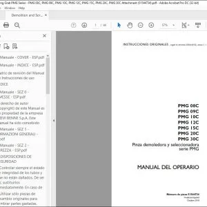 Case PMG 08C PMG 09C PMG 10C PMG 12C PMG 15C PMG 20C PMG 30C Pinza demoledora y seleccionadora serie PMG Manual del Operario 51544734 PDF File Download