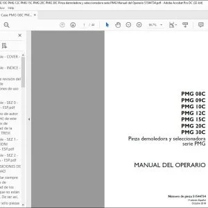 Case PMG 08C PMG 09C PMG 10C PMG 12C PMG 15C PMG 20C PMG 30C Pinza demoledora y seleccionadora serie PMG Manual del Operario 51544734 - PDF DOWNLOAD