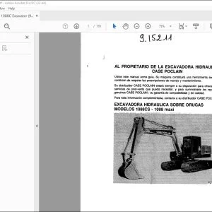 Case Poclain 1088CS - 1088 Maxi Excavadora Hidraulica Sobre orugas Manual del operador - PDF DOWNLOAD