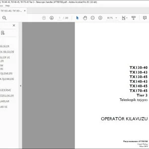 Case TX130-40 TX130-43 TX130-45 TX140-43 TX140-45 TX170-45 Tier 3 Teleskopik tasıyıcı OPERATÖR KILAVUZU 47798708 - PDF DOWNLOAD