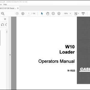Case W10 Loader Operators Manual 9-1522 - PDF DOWNLOAD