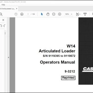 Case W14 Articulated Loader Operators Manual 9-3212 - PDF DOWNLOAD