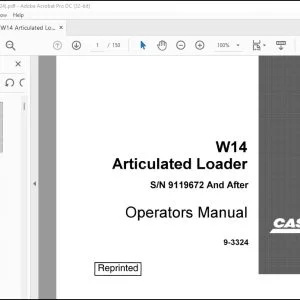 Case W14 Articulated Loader Operation Manual (9-3324) PDF Download