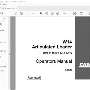 Case W14 Articulated Loader Operators Manual 9-3324 - PDF DOWNLOAD