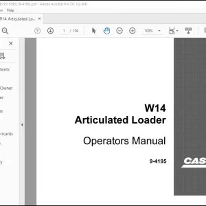 Case W14 Articulated Loader Operators Manual 9-4195 - PDF DOWNLOAD