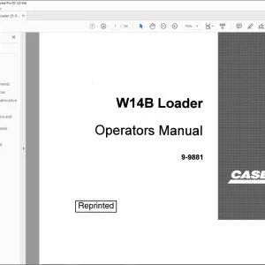 Case W14B Loader Operators Manual 9-9881 - PDF DOWNLOAD