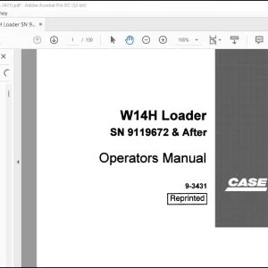 Case W14H Loader Operators Manual 9-3431 - PDF DOWNLOAD