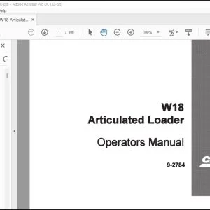 Case W18 Articulated Loader Operators Manual 9-2784 - PDF DOWNLOAD