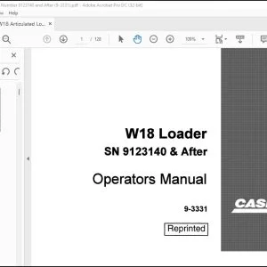 Case W18 Loader Operators Manual 9-3331 - PDF DOWNLOAD