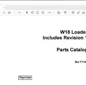 Case W18 Loader Parts Catalog Manual F1169 - PDF DOWNLOAD