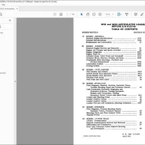 Case W18 & W20 Articulated Loader Technical Service Manual 9-71698