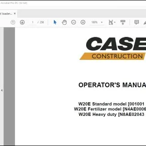 Case W20E Wheel Loader Operator's Manual 47926234 - PDF DOWNLOAD
