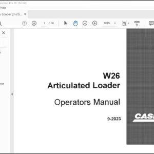 Case W26 Articulated Loader Operators Manual 9-2023 - PDF DOWNLOAD