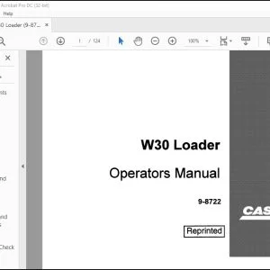 Case W30 Loader Operation & Maintenance Manual (9-8722) PDF