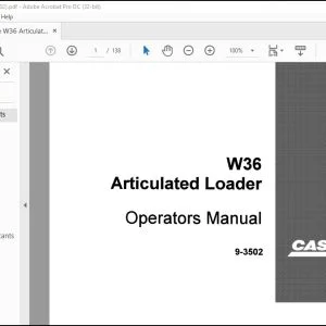 Case W36 Articulated Loader Operators Manual 9-3502 - PDF DOWNLOAD