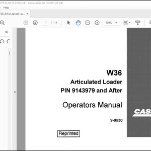 Case W36 Articulated Loader Operators Manual 9-9530 - PDF DOWNLOAD