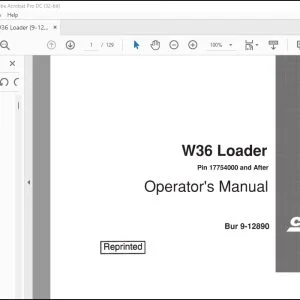 Case W36 Loader Operator's Manual 9-12890 - PDF DOWNLOAD