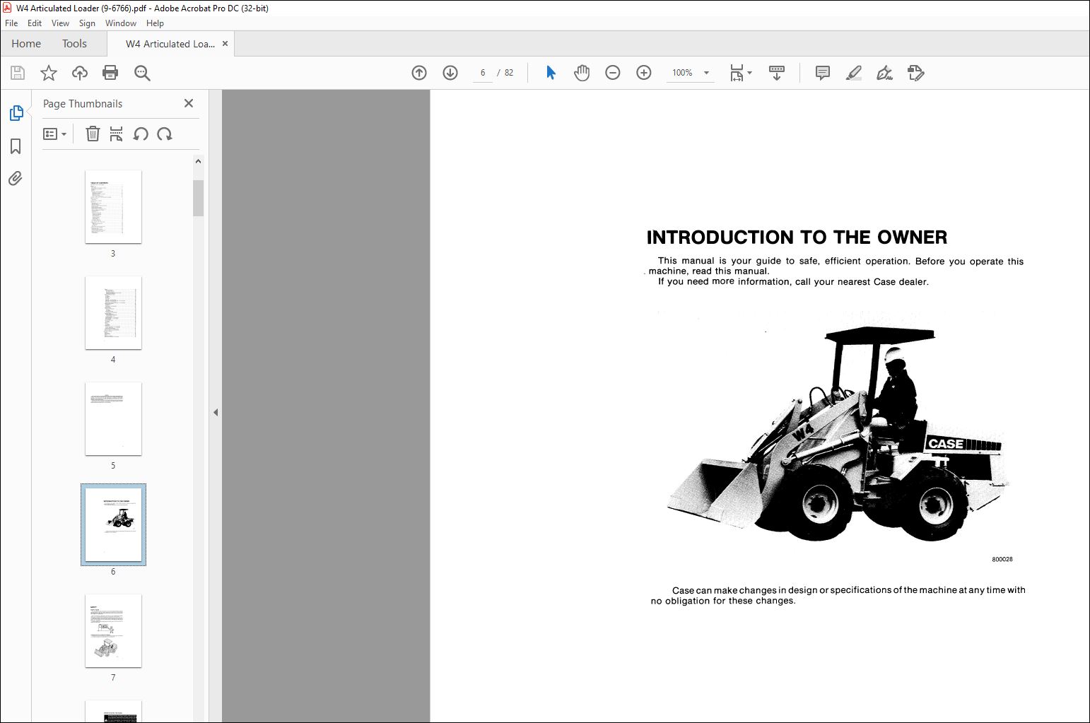 Case W4 Articulated Loader Operators Manual 9-6766 - PDF DOWNLOAD ...